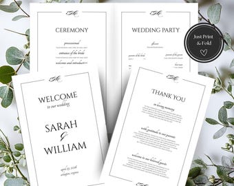Plantilla de programa de boda: Cronograma de ceremonia elegante (plantilla imprimible)