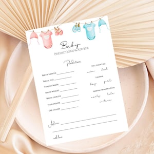 Cartes de prédictions et de conseils pour bébé Activité de baby shower Jeu de prédictions pour bébé