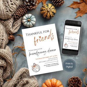 Friendsgiving Invitation Digital Friendsgiving Dinner Friendsgiving Party Invitation Printable Thanksgiving Day Templates Digital Invitation