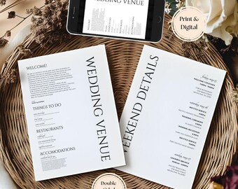 Itinerario de boda: Itinerario de fin de semana de boda (Plantilla imprimible) 5x7