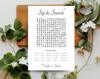 Wedding Word Search: Wedding Reception Games (Printable Template) 4x6, 5x7
