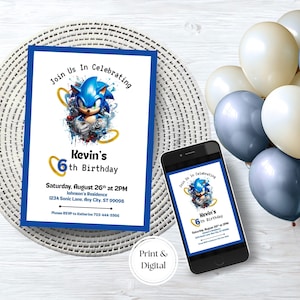 Sonic Birthday Invitation Sonic Invitation Sonic Birthday Sonic Party Invitation Birthday Party Invitation Digital Invitation Template
