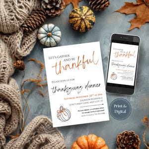 Thanksgiving Dinner Einladung: Thanksgiving Printable einladen (Digitaler Download)