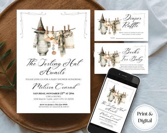Invitaciones para Baby Shower de Harry Potter: Plantilla digital editable (4x6, 5x7)