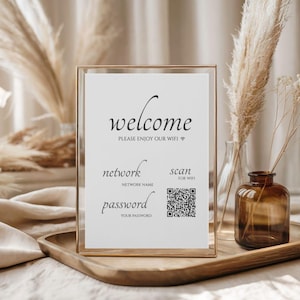Wifi Password Sign with QR Code: Airbnb Guest Guide (Printable Template) 5x7, 8x10