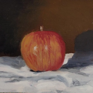 Food art still life,  5&quot; x 7&quot; oil painting,  art for the kitchen.