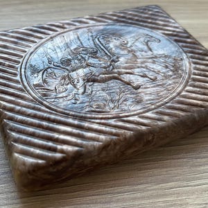 Scatola portasigarette sovietica russa Troika, custodia in carbolite Trojka URSS, custodia in celluloide per sigarette, tema cavalli