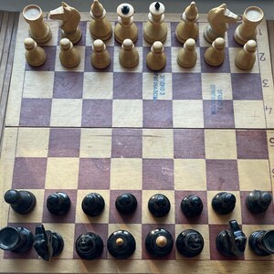 Vintage Wooden Chess Set, Handmade Travel Chess Board, Unique Soviet-Era Style, Made in USSR