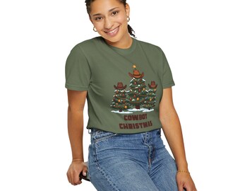 Cowboy Christmas T-Shirt | Western Holiday Trees with Cowboy Hats