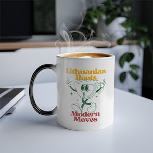 Lithuanian Roots, Modern Moves Modern Heat-Reactive Mug,  Celebrate Heritage with Every Sip 11oz