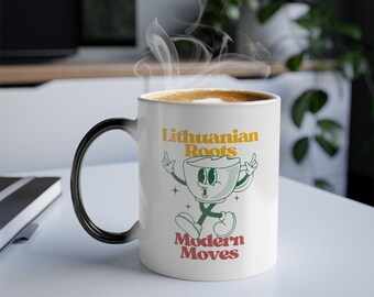 Lithuanian Roots, Modern Moves Modern Heat-Reactive Mug,  Celebrate Heritage with Every Sip 11oz
