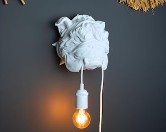 3D Printed Bulldog Wall Lamp: Modern Animal Decor & Light