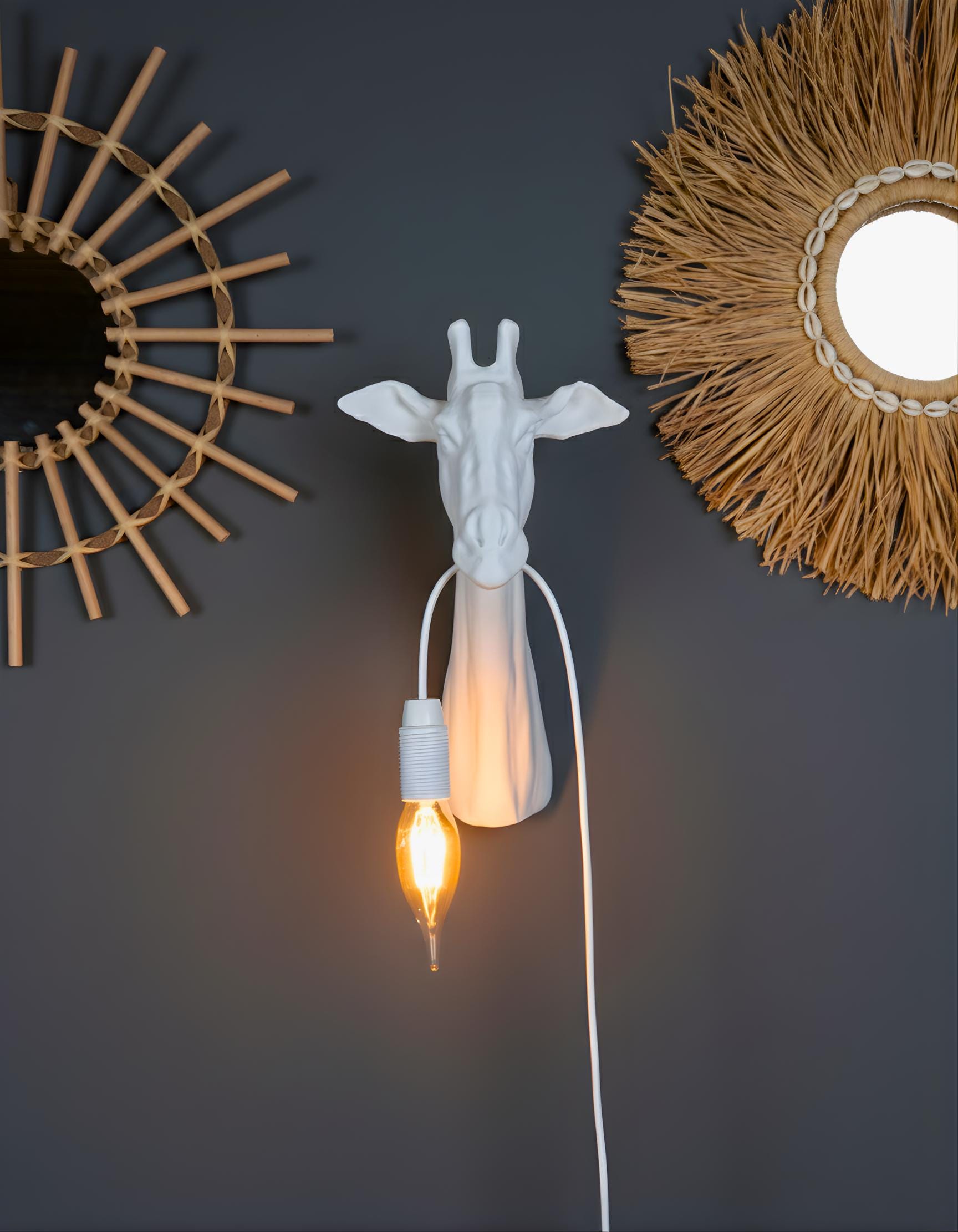 Lampe Murale Girafe Avec Ampoule Incluse - Design Animalier, Variation De Couleur 3 Niveaux, Culot E27