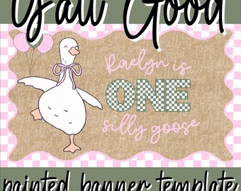 Silly Goose Banner Painting Template | Editable Canva Printable Outline for DIY Hand-Painted Party Banners