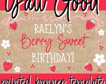 Berry Sweet Birthday Banner Template | DIY Party Decor (Canva Editable)