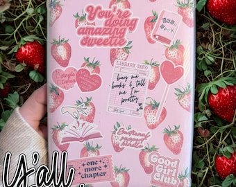 Strawberry Bookish Kindle Insert for Clear Case, Good Girl, Pink Cozy Booktok Reader Aesthetic, Romance Book Lover Kindle Insert Gift