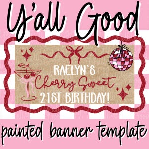 Cherry Sweet Banner Painting Template | Editable Canva Printable Outline for DIY Hand-Painted Party Banners