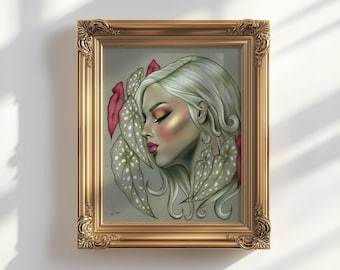 Begonia Botanical Giclée Art Print, Polka Dot Plant Lady Portrait