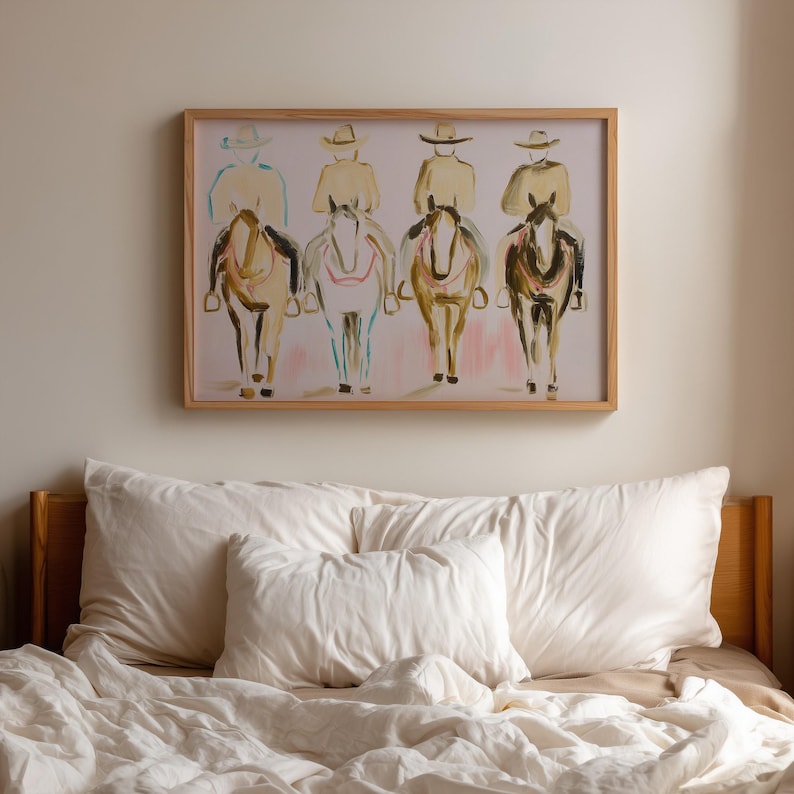 Cowboy Horse Art Print: Western Style Decor Minimalist Art (Digital Download) image 2