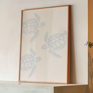 Turtle Lover Art Turtles Wall Art Peaceful Blue Turtles Dorm Room Decor Beach Vibes Print Gift For Friend Coastal Poster Summer Print