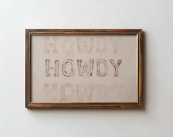Howdy Print Western Wall Art  Southwestern Print Modern Country Poster Western Style Bedroom Art Digital Download