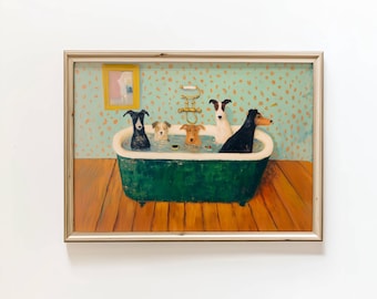 Funny Dog Bathroom Decor | Digital Download | Homely Modern Arts | Modern Funny Decor Dog Owner Poster