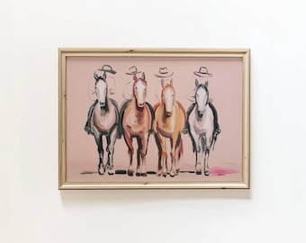 Cowboy Horse Art Print: Western Style Decor Minimalist Art (Digital Download)