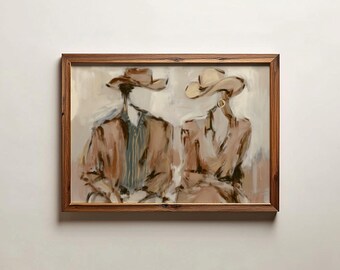 Cowboys Art Print: Western Style Decor Minimalist Art (Digital Download)