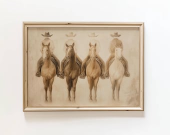 Cowboy Horse Art Print: Western Style Decor Minimalist Art (Digital Download)