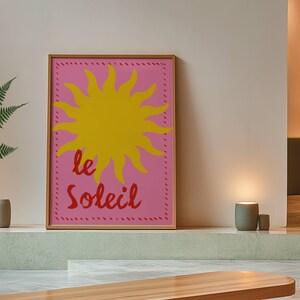 Soleil-print – Sun Lover Wall Art – Digitale download – Modern Home Decor – Coole slaapkamerkunst – Franse typografie – Boho Sun-poster