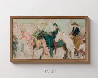 Abstract Horse Racing Frame TV Art | Oil Painting Equestrian Style Decor Minimalist Art (Digital Download)
