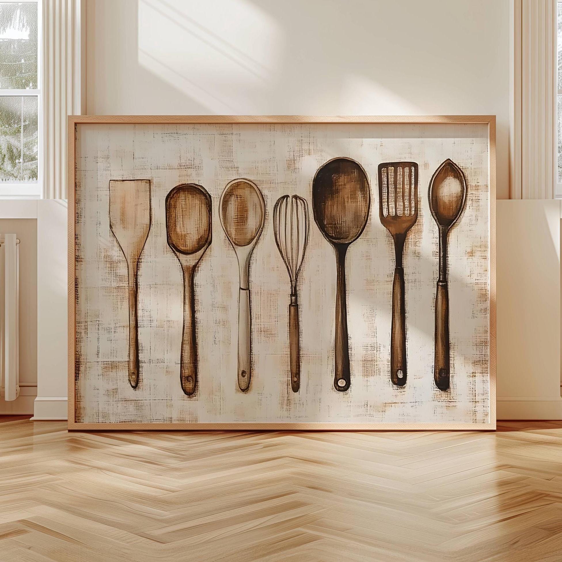 Vintage Kitchen Wall Art Art Print Spoons Printable Decor Chef Gift ...