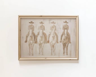 Cowboy Horse Art Print: Western Style Decor Minimalist Art (Digital Download)