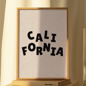 カリフォルニア ウォールアートプリント | ヴィンテージ州地図ポスター | 海岸沿いのホームデコレーション | デジタルダウンロード