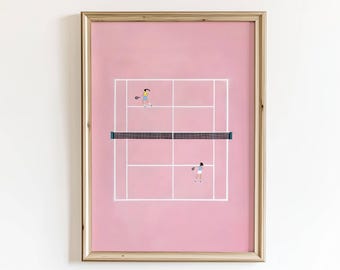 Tennis Court Art Print: Preppy Sports Poster (Digital Download)