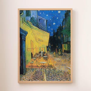 Terraza de cafetería nocturna de Van Gogh - Arte mural imprimible • Descarga digital de cielo estrellado - Arte curado