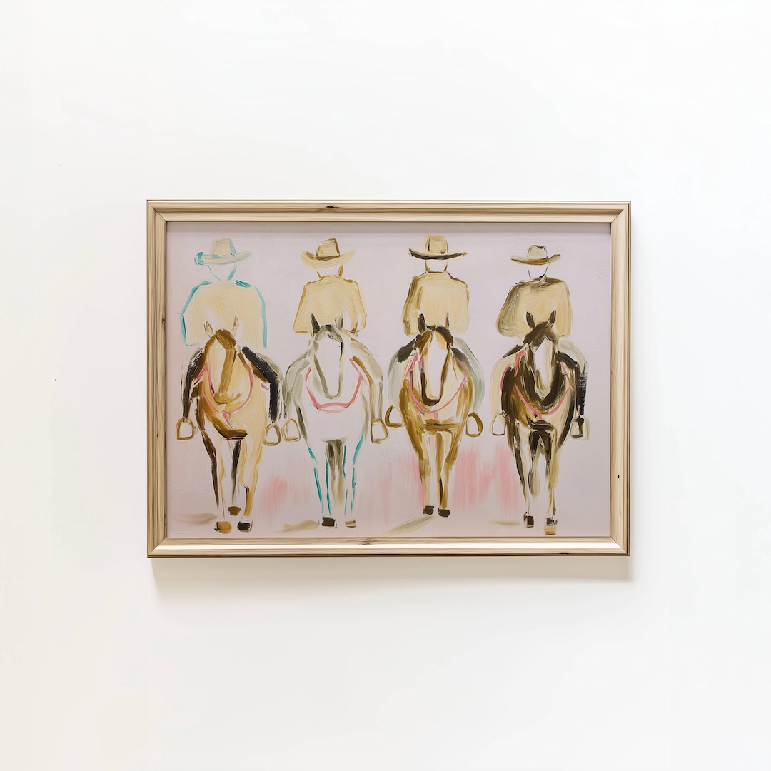 Cowboy Horse Art Print: Western Style Decor Minimalist Art (Digital Download)