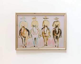Cowboy Horse Art Print: Western Style Decor Minimalist Art (Digital Download)