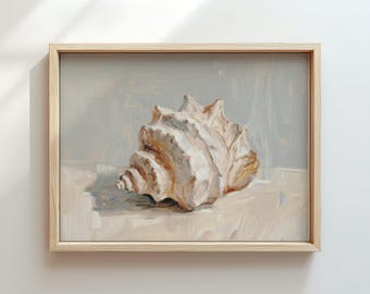 Still Life Seashell Oil Painting Wall Art Print: Coastal Decor (Digital Download)