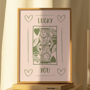 Afdrukbare muurkunst Lucky You – Green Ace-speelkaartontwerp – Leuke digitale download voor modern interieur