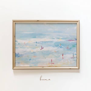 Surfers Art Print Ocean Art Print Coastal Light Blue Ocean View Minimalist Summer Wall Decor (Digital Download)