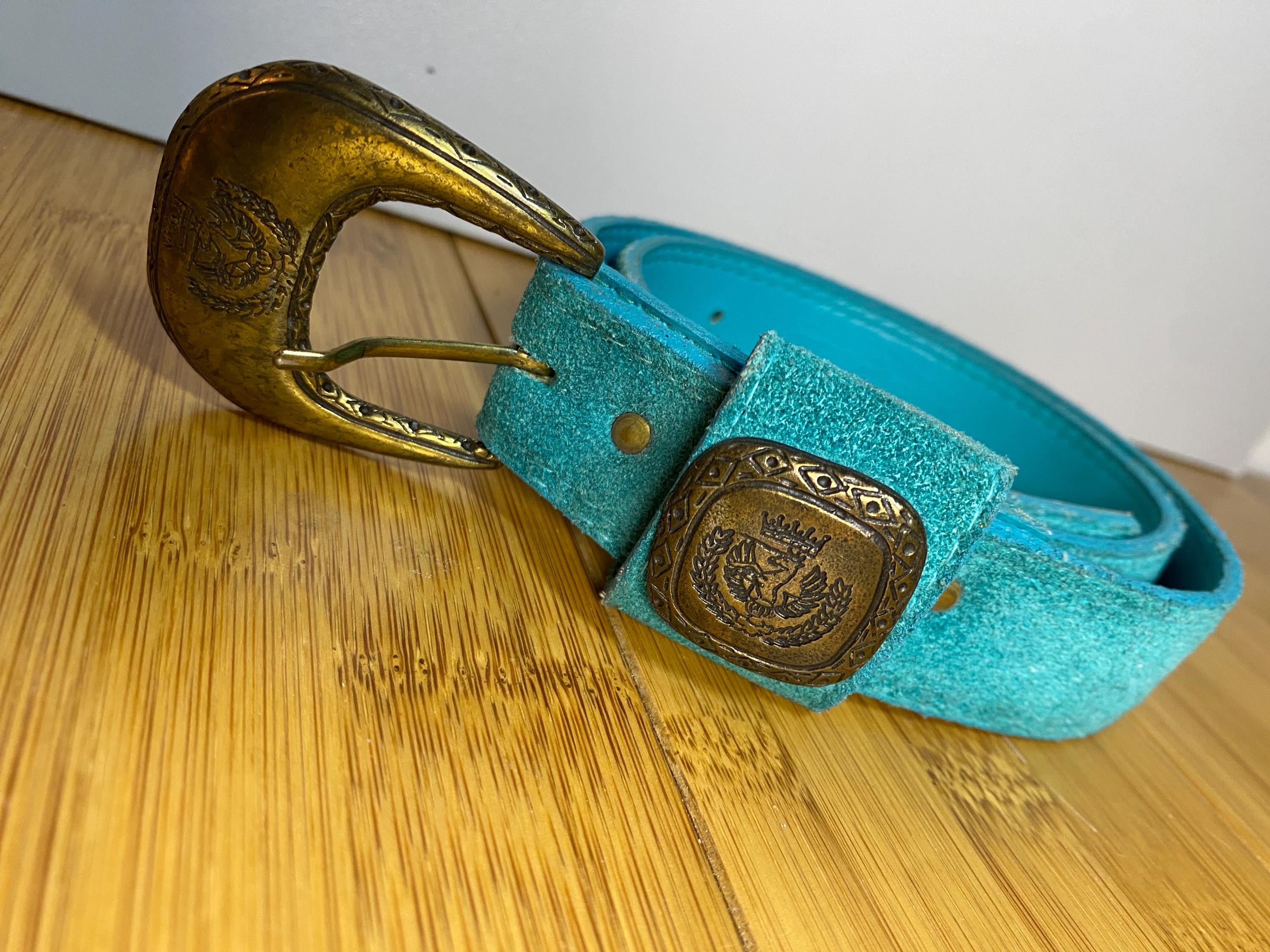 Turquoise Suede Belt - Etsy display picture 2