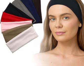 100% Organic Cotton Headbands Pack of 8 , Unisex Wide Headbands , Yoga Hairband , Sustainable Gifts , Outdoor Sweatband , Head wrap women