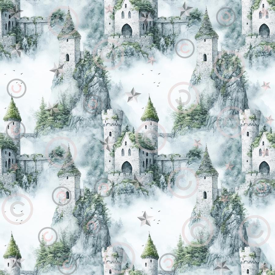 Medieval Castles Digital Papers Set | 8 Cozy Fantasy Seamless Patterns ...