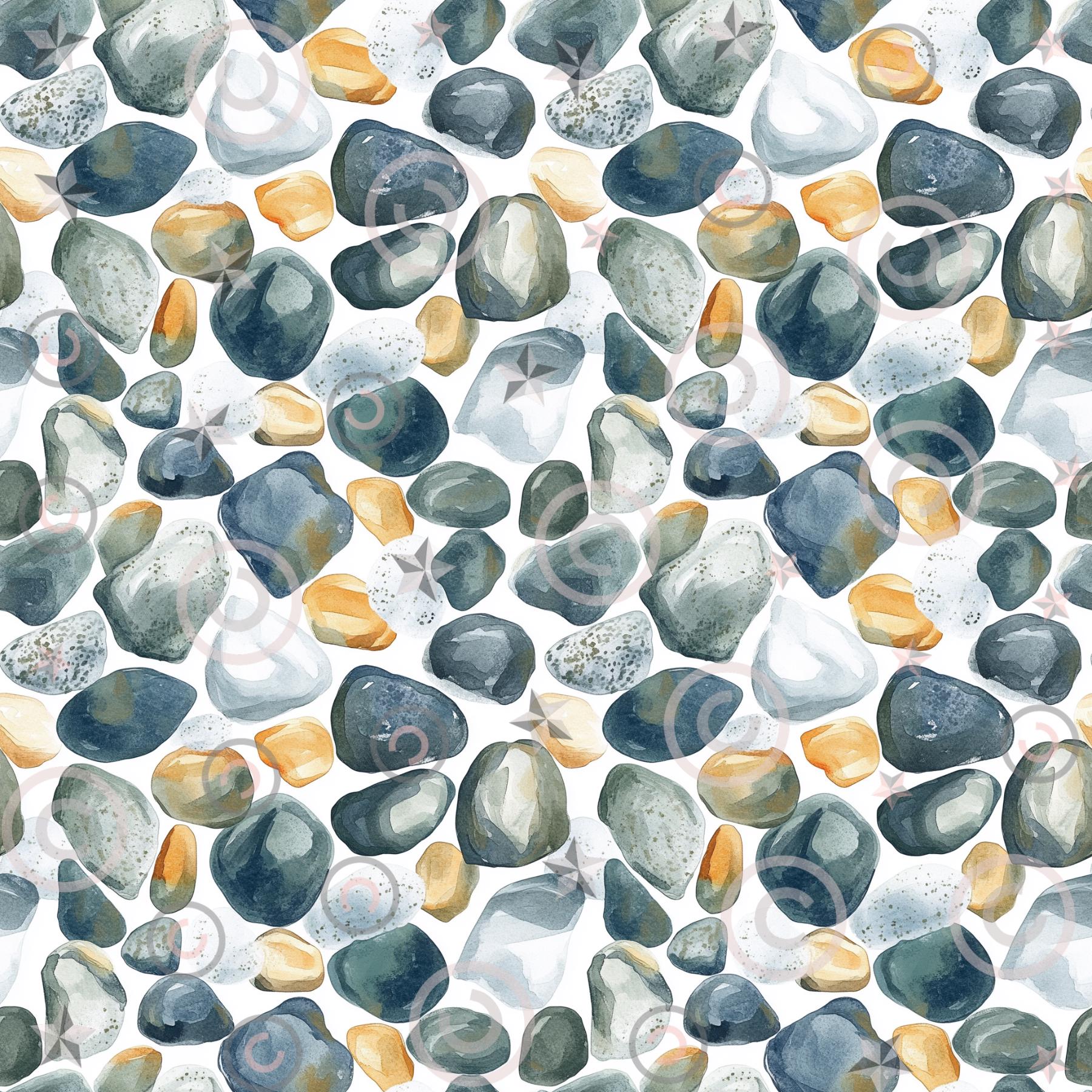 Watercolor Beach Pebbles Digital Papers Set | 4 Seamless Patterns for ...
