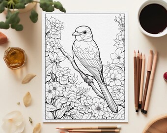 Coloriages Cottagecore | Jardins Animaux & Fleurs | Détente Cosy Esthétique | Téléchargement numérique imprimable pour une utilisation traditionnelle et sur tablette