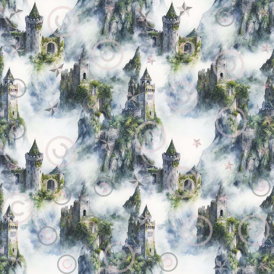 Medieval Castles Digital Papers Set | 8 Cozy Fantasy Seamless Patterns ...