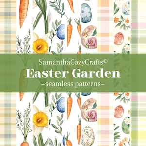 Oster Garten Digitale Papiere Set | 9 Gemütliche Pastell-Muster für Frühlingsarbeiten, Scrapbooking, Tapete, Stoff, Briefpapier, Journal