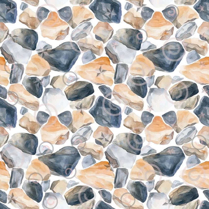 Watercolor Beach Pebbles Digital Papers Set | 4 Seamless Patterns for ...