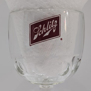 Vintage SCHLITZ THUMBPRINT Beer Goblet - Clear Glass - Excellent Condition